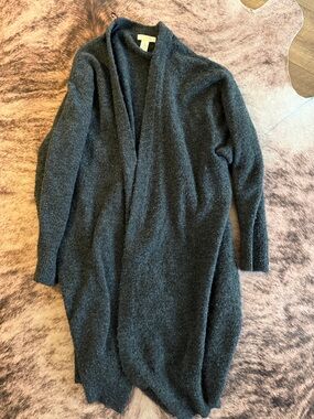 H&M Charcoal Open-Front Long Women's Cardigan